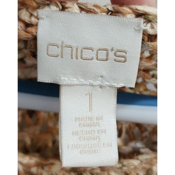 Chico's Women's Long Sleeve Long Sweater Top Open Chunky Knit Beige Size 1 (M) - Picture 5 of 8